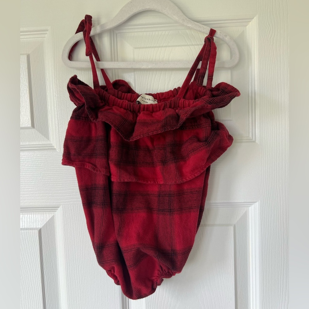 Toddler girls red and black checked romper!